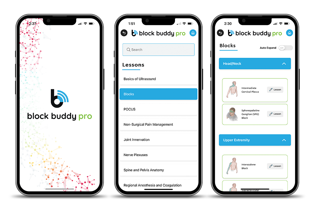 Block Buddy Pro Ultrasound Guided Nerve Blocks Phone Screens